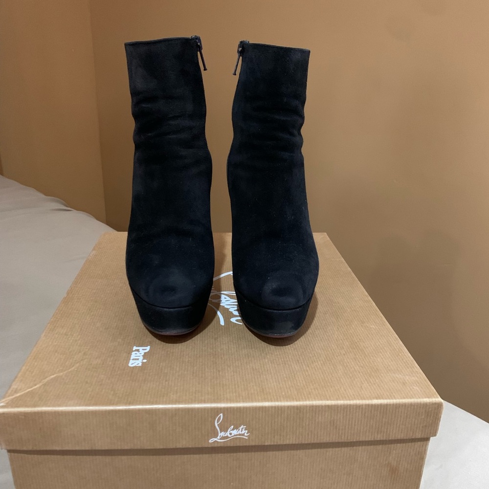 Christian Louboutin: Bianca Booty 120MM Black Suede Size: 36